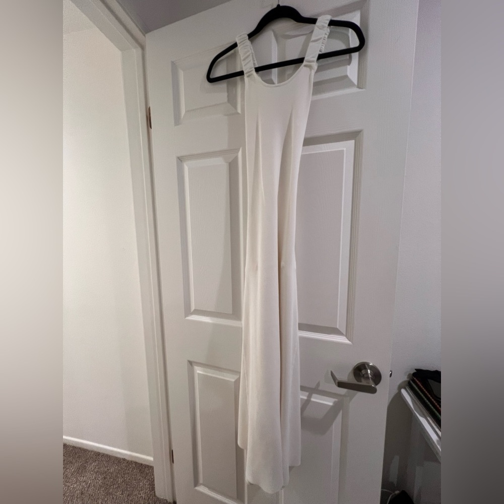 White open back midi dress